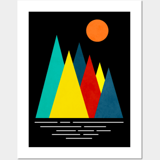 Linear and Colorful Mountains, Minimalist Abstract Nature Art  III Posters and Art